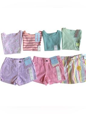 NWT Cat & Jack 2T Toddler Girl Bundle 7pc
Summer Outfits Tops Shorts Skort